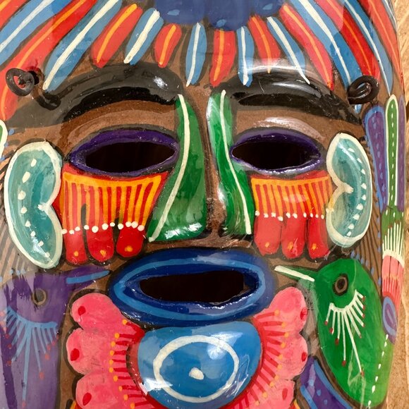 NWT Echoes of the Past‎ Hand Painted Clay Fiesta Mask Guerrero Mexico Artist - Picture 7 of 7